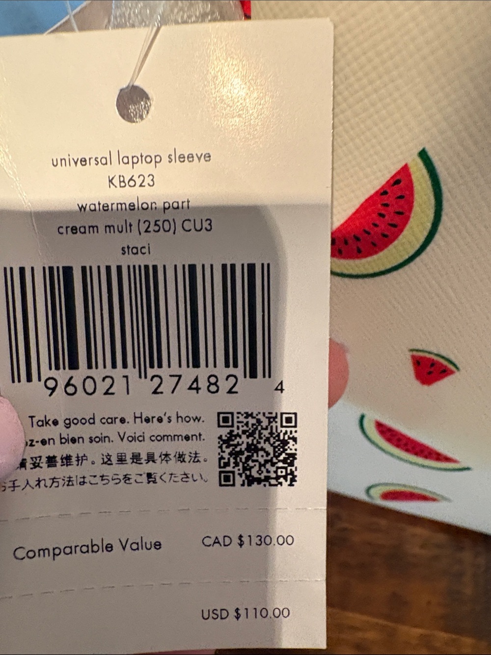 kate spade NWT  Cream Watermelon Print Leather Laptop Case MSRP $110 I - Picture 4 of 8